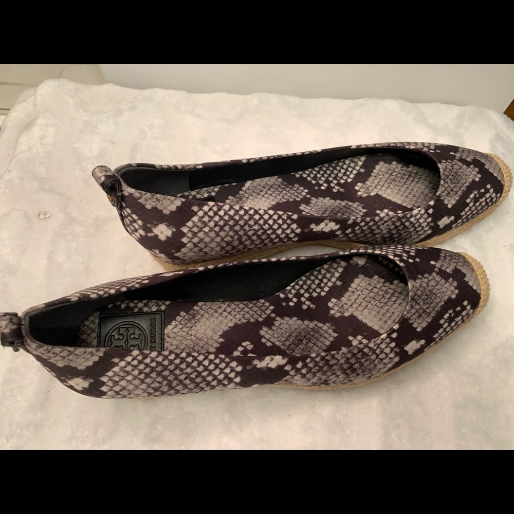 Tory Burch snakeskin pattern leather espadrilles